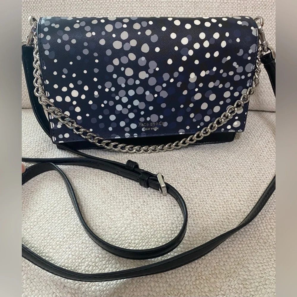 Kate Spade Cameron  Black and White Gray & Blue Crossbody Bag - Picture 3 of 16